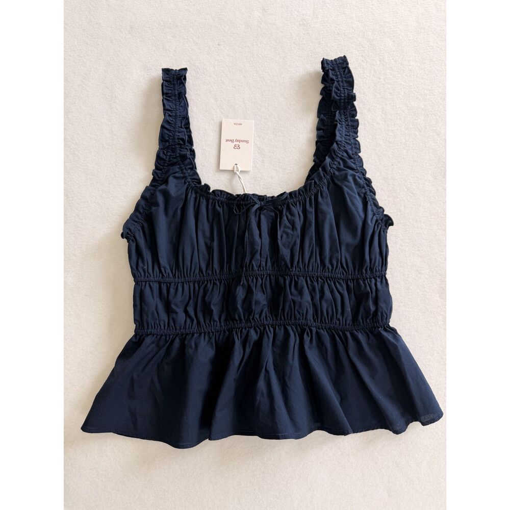 NWT Aritzia Sunday Best Helina Poplin Top in Admiral Size M